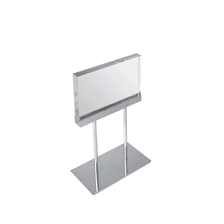 Azar Displays Acrylic Block Counter Sign Holder on Chrome Stand 8.5"W x 13.5" H 104560